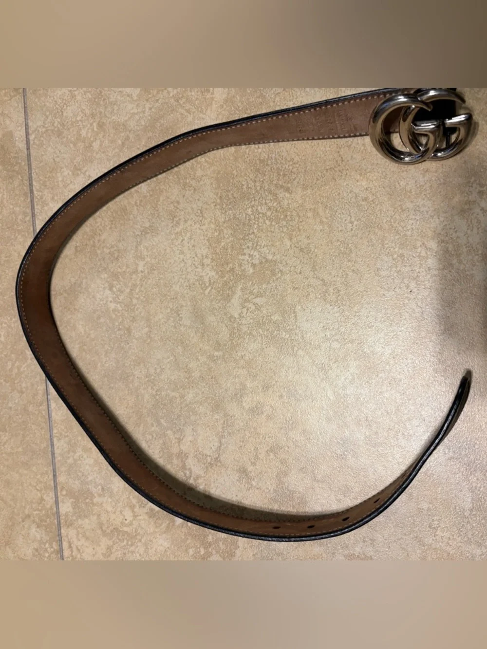 Kids Black Leather Gucci Belt with Interlocking Silver Buckle